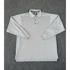 FootJoy Polo Shirt Mens Large Gray Long Sleeve Golf Performance Casual